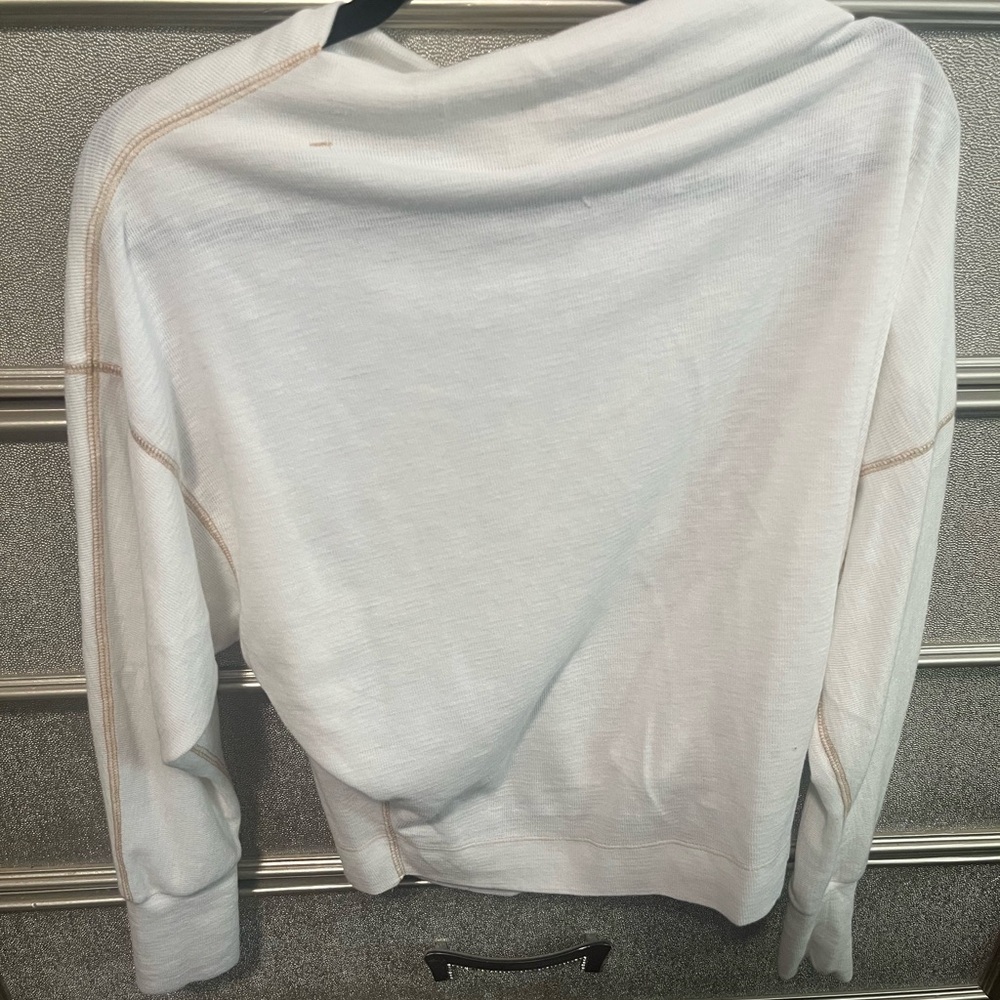 We The Free White Long Sleeve Top with Zipper Detail.  XS oversized - Picture 2 of 6